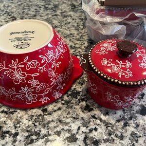 Temp-Tations Red Floral Dinnerware Set